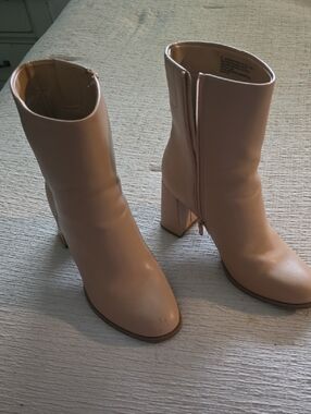 Target Beige/Tan Mid-Calf Block Heel Boots